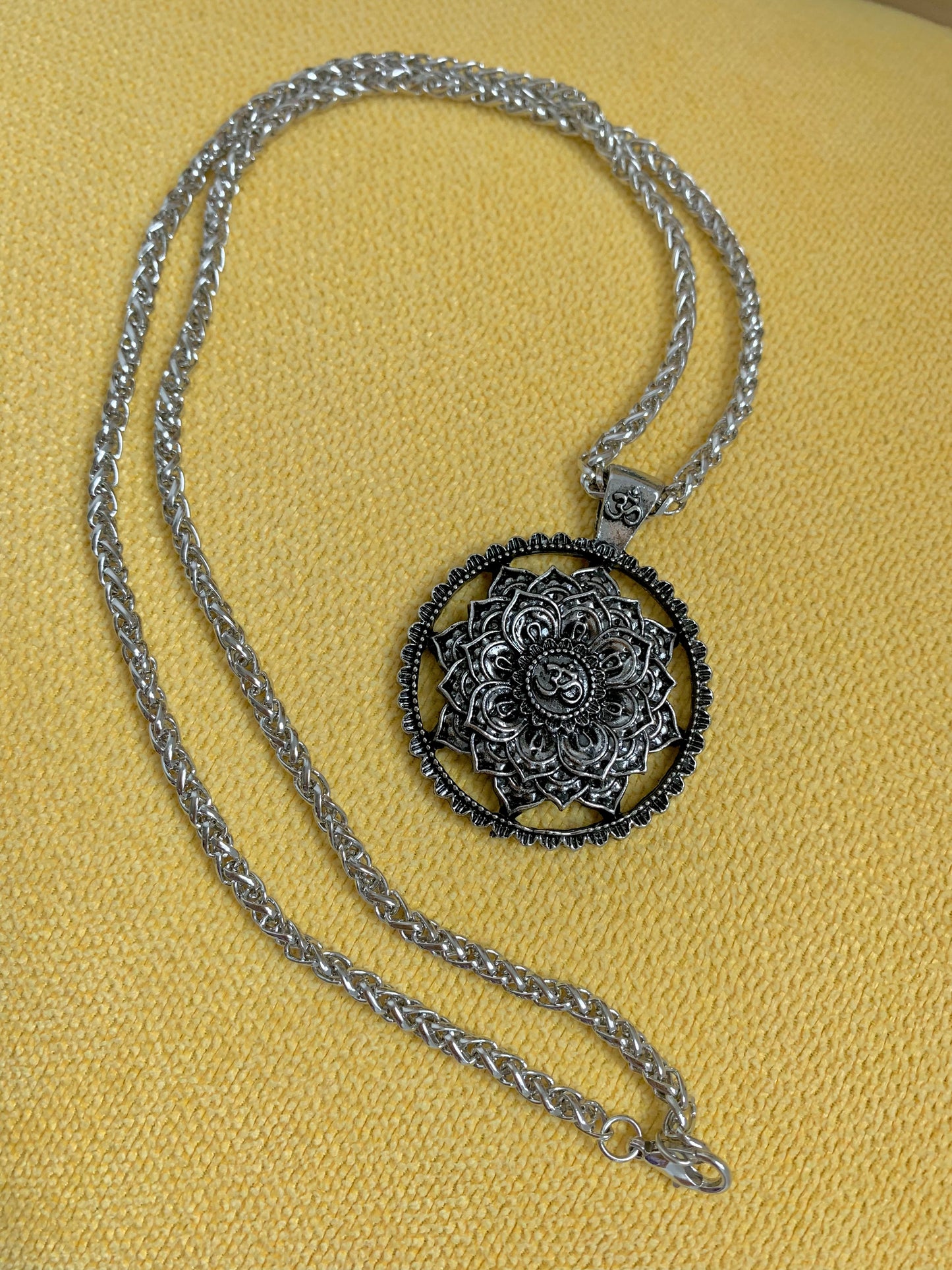 Om/Aum dark metal Pendant & chain