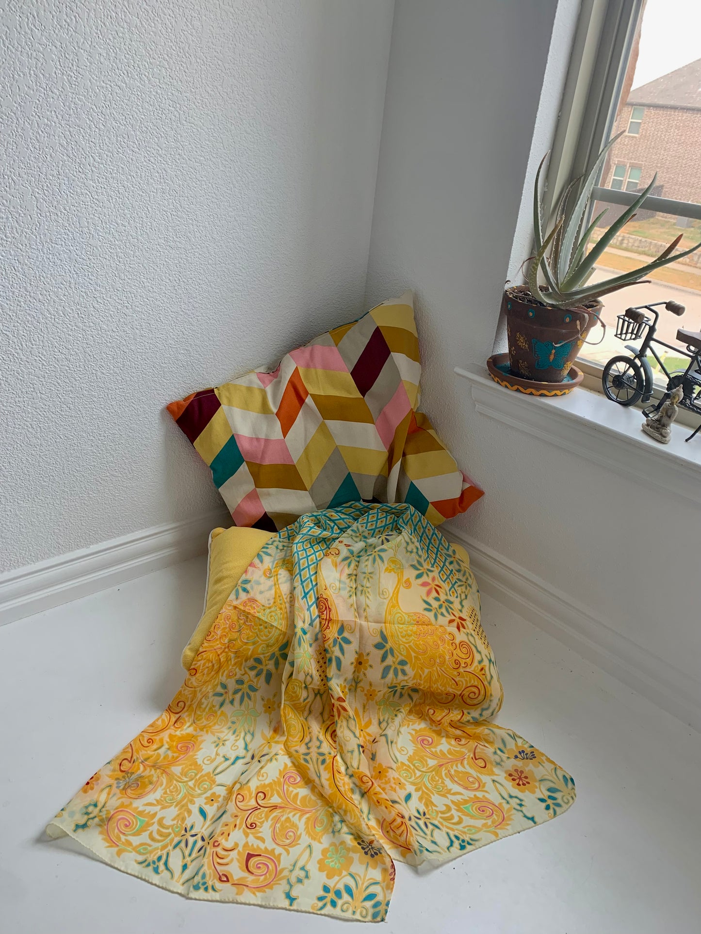 Yellow Peacock lightweight scarf