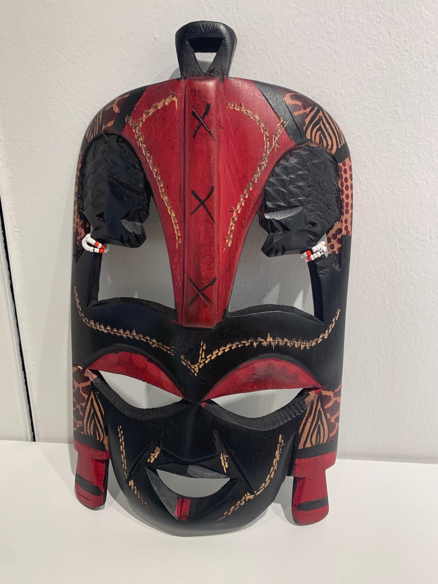 African Ebony hand carved Maroon & black wooden mask